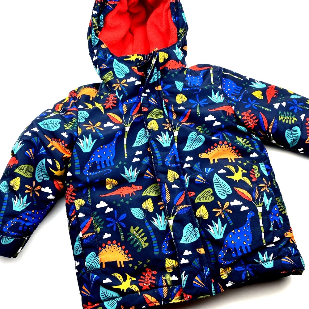 Children's Place 3 in 1 Jacket 3T Boys Dinosaurs Hooded Coat Toddler Blue Winter